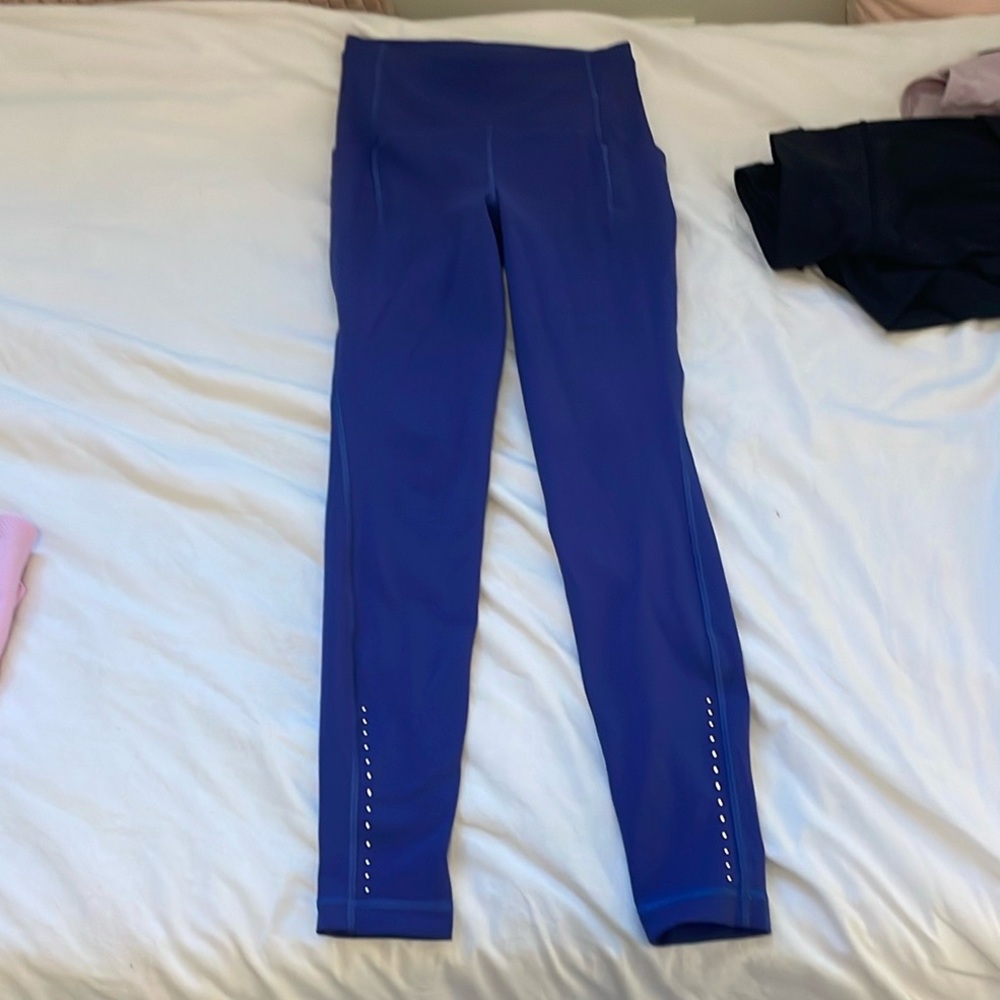 Blue Leggings with Silver Accents